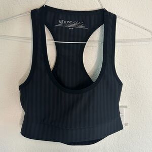 Beyond Yoga Black Striped Racerback Sports Bra (tags have been removed)